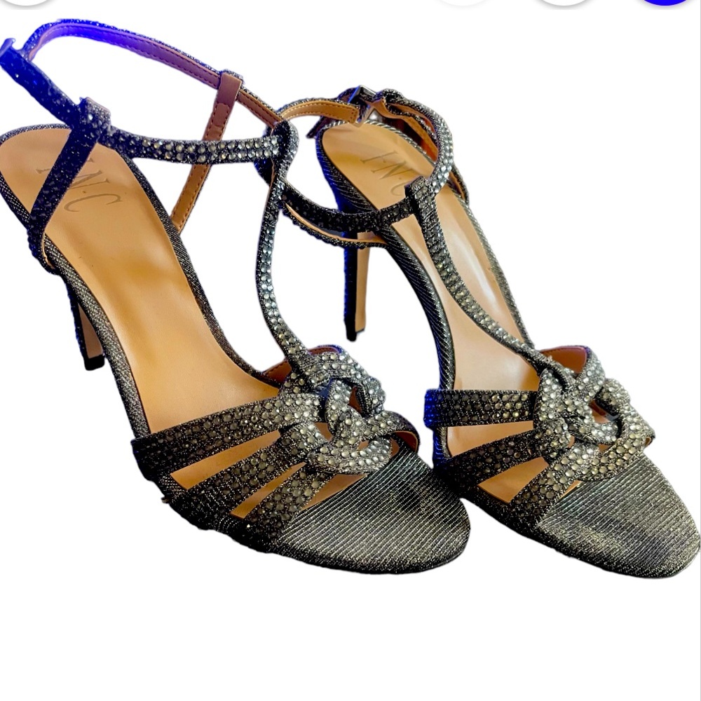 "Sparkling Silver Rhinestone Stiletto Heels by I.N.C: Elegance in Every Step"